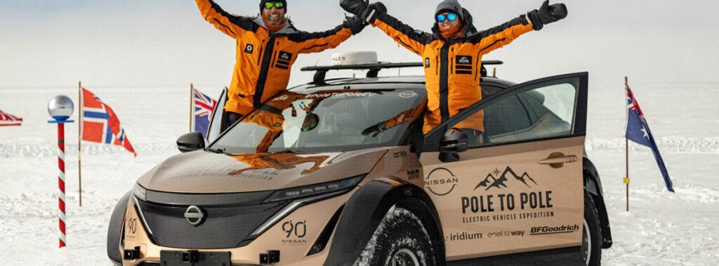 Ekspedicija „od pola do pola“ z električno Nissan Ariyo prišla na južni tečaj